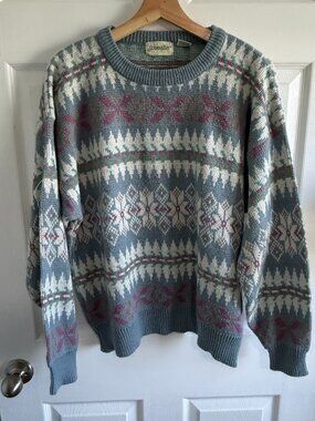 Vintage St. John's Bay Knit Fair Isle Crewneck Sweater Size Large
